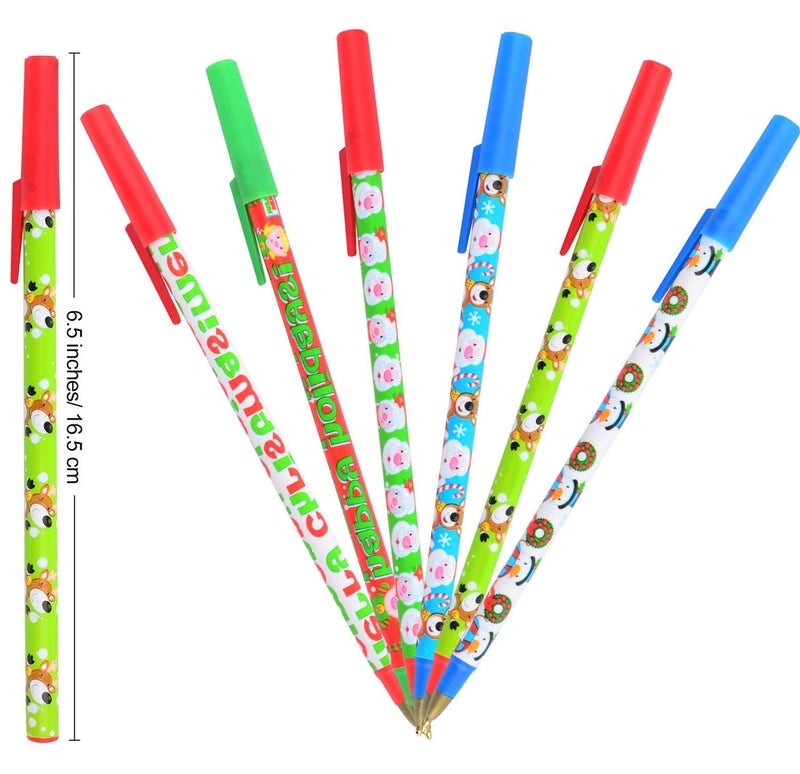 Sunshane 24 Pieces Christmas Stick Pens Set Holiday Ballpoint Pens for Christmas Home Decor Party Gift (Color Set 1) - Image 3